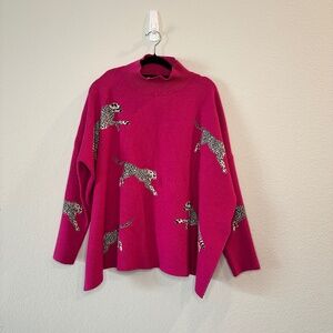 Entro Cheetah Sweater- Hot Pink